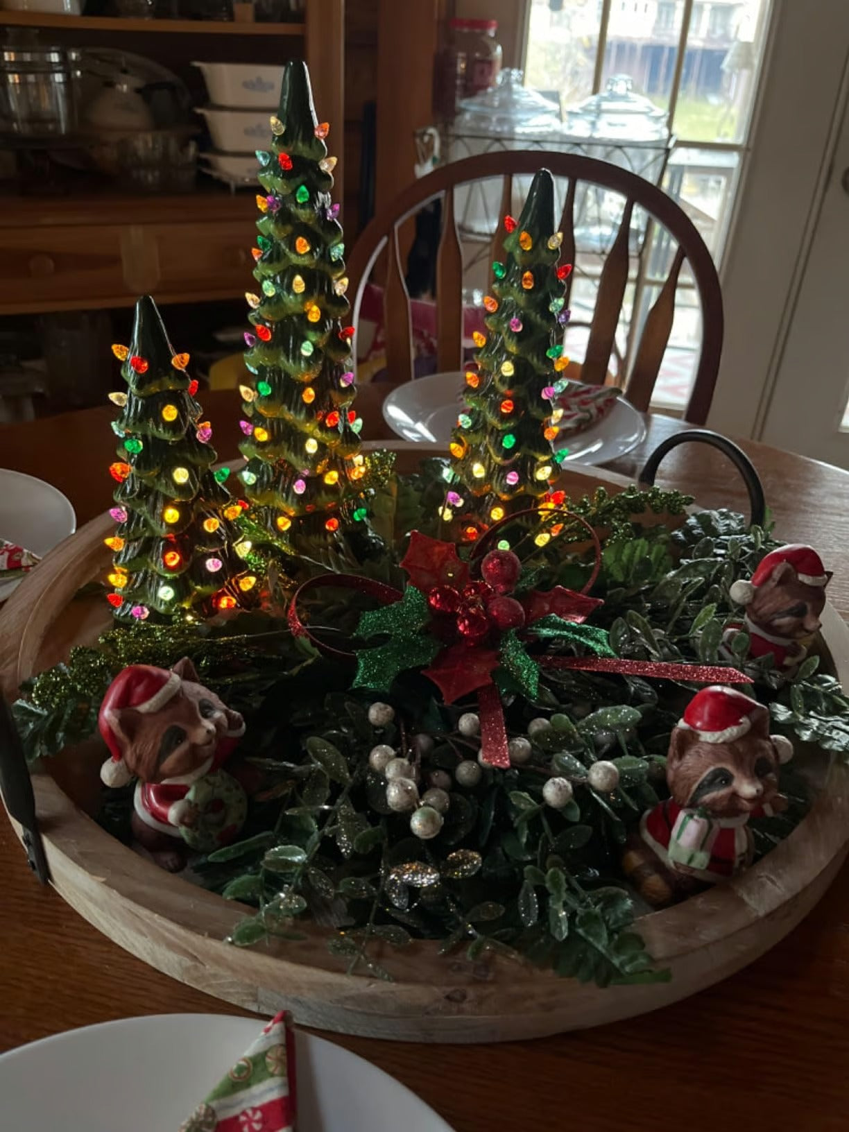 🎁🎄Retro Hand-Painted Tabletop Christmas Trees with Timer