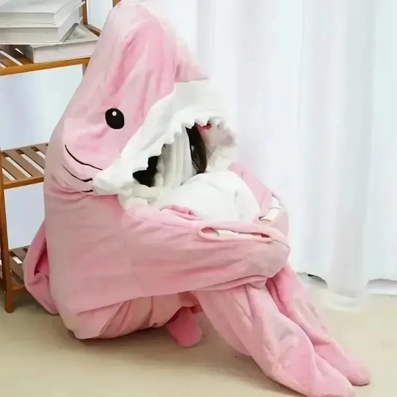 Cavinic™ Soft warm shark blanket shark one piece pajamas
