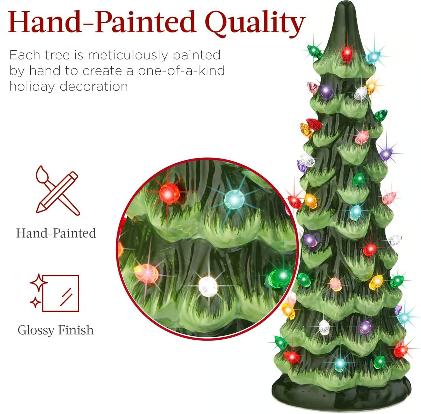 🎁🎄Retro Hand-Painted Tabletop Christmas Trees with Timer