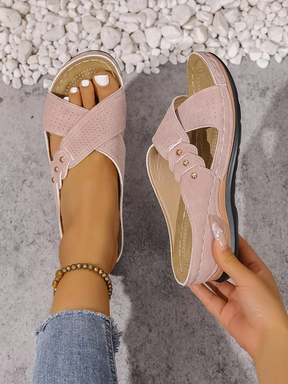 Summer printed mid-heel women's sandals