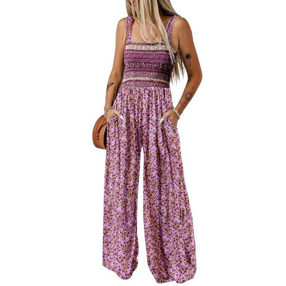 Women’s Casual Print Sleeveless Overalls Jumpsuits