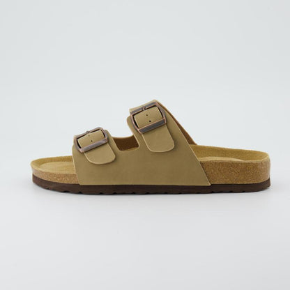 Cork Footbed Sandals – Double Buckle Slides