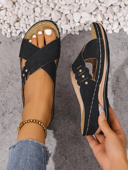 Summer printed mid-heel women's sandals