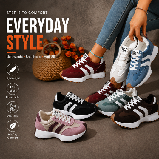 Stay Real Retro Platform Sneakers – Comfy Suede Chunky Sole Casual Shoes (Multiple Colors)
