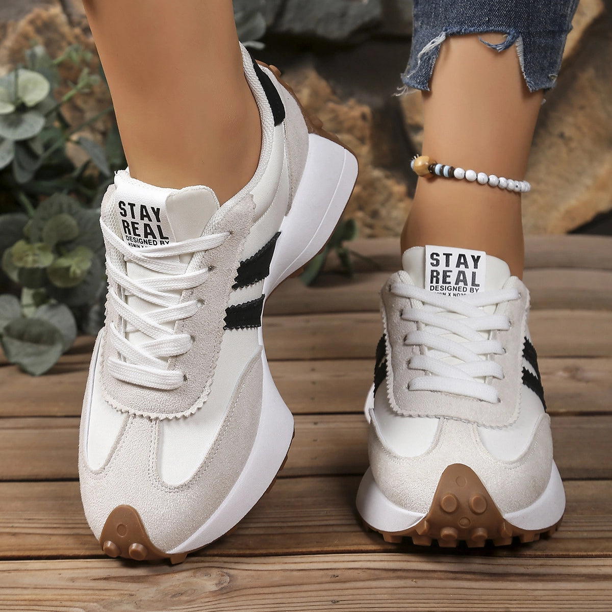 Stay Real Retro Platform Sneakers – Comfy Suede Chunky Sole Casual Shoes (Multiple Colors)