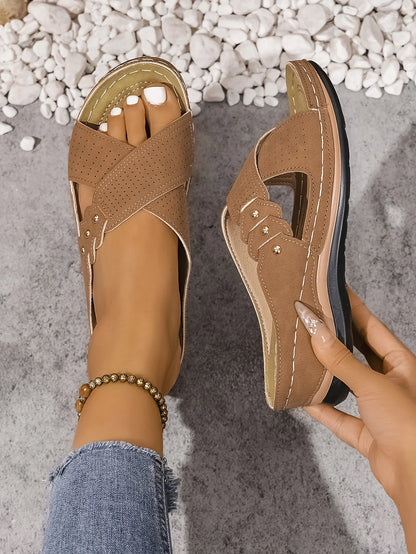 Summer printed mid-heel women's sandals