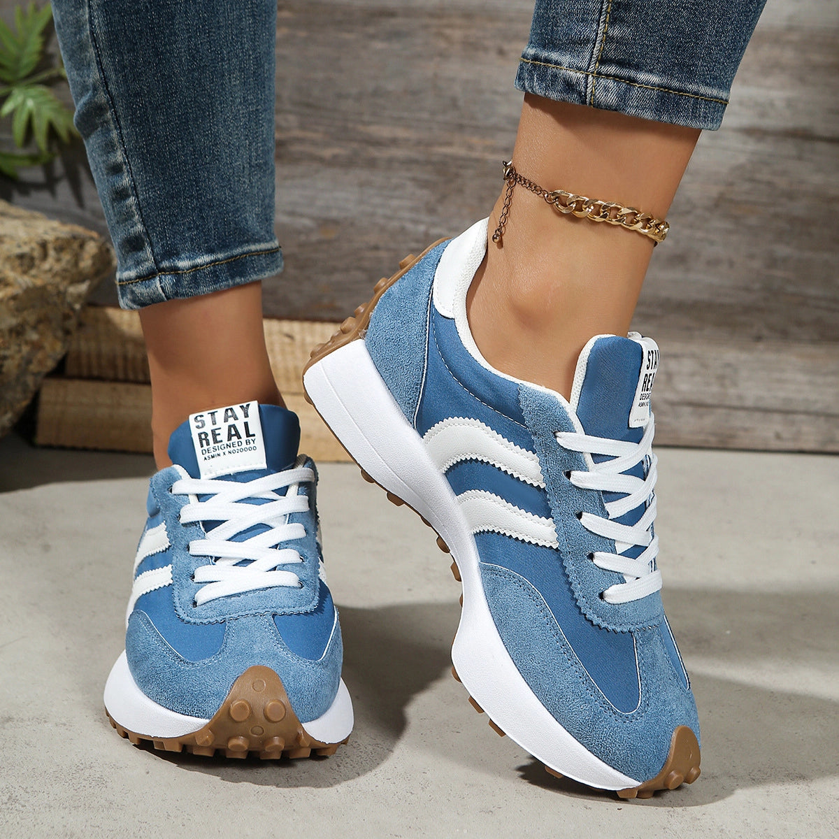Retro Chunky Sole Sneakers – Casual Suede Platform Shoes