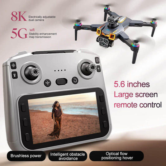 🔥(HOT SALE)🔔 Brushless 5.6-inch drone with screen HD aerial photography quadcopter obstacle avoidance RC airplane