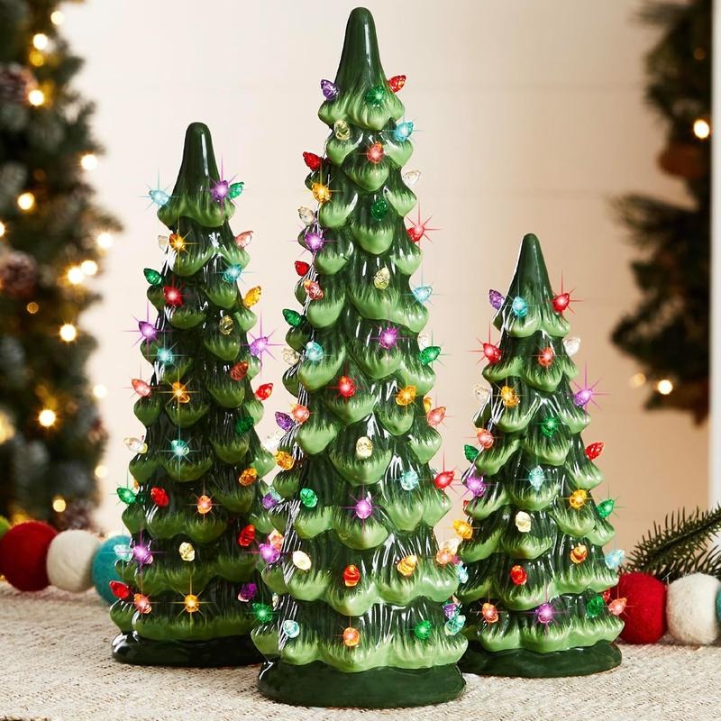 🎁🎄Retro Hand-Painted Tabletop Christmas Trees with Timer