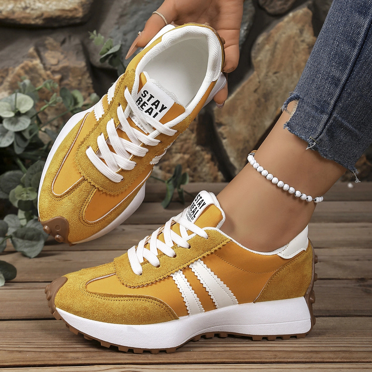Stay Real Retro Platform Sneakers – Comfy Suede Chunky Sole Casual Shoes (Multiple Colors)