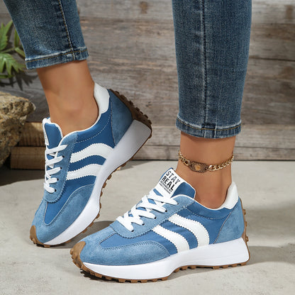 Retro Chunky Sole Sneakers – Casual Suede Platform Shoes