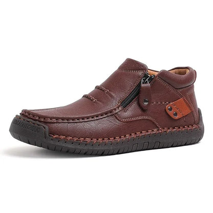 ⏰Limited Time Sale 53% OFF-Men’s Handmade Premium Leather Slip-On Driving Boots – Wide Toe, Arch Support