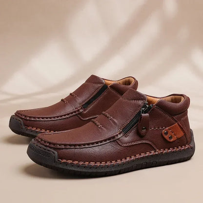 ⏰Limited Time Sale 53% OFF-Men’s Handmade Premium Leather Slip-On Driving Boots – Wide Toe, Arch Support