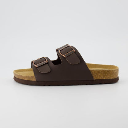 Cork Footbed Sandals – Double Buckle Slides