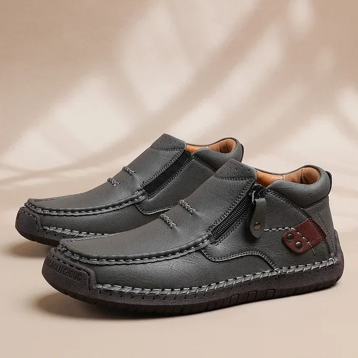 ⏰Limited Time Sale 53% OFF-Men’s Handmade Premium Leather Slip-On Driving Boots – Wide Toe, Arch Support
