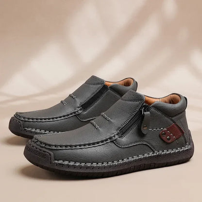 ⏰Limited Time Sale 53% OFF-Men’s Handmade Premium Leather Slip-On Driving Boots – Wide Toe, Arch Support