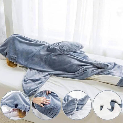 Cavinic™ Soft warm shark blanket shark one piece pajamas
