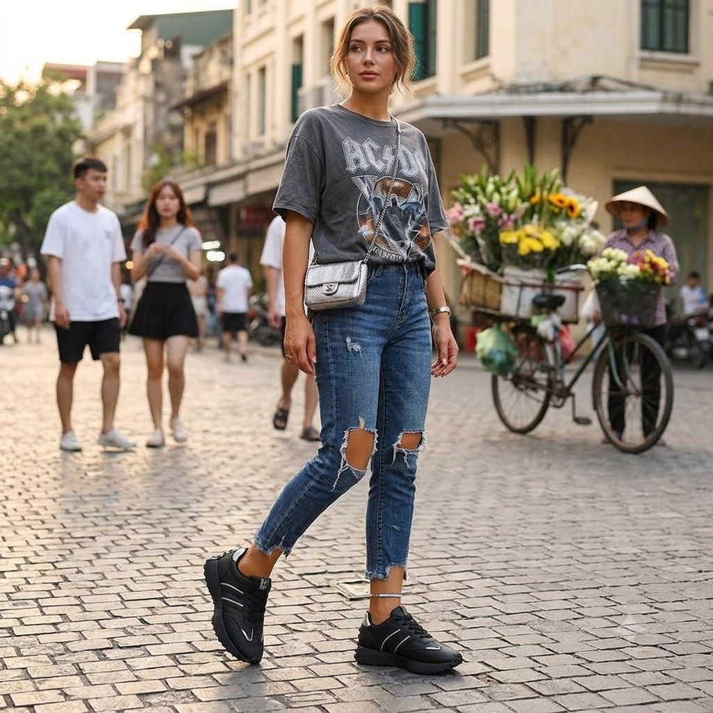 Retro Chunky Sole Sneakers – Casual Suede Platform Shoes