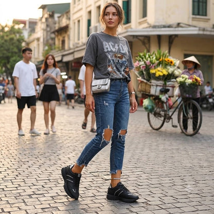 Retro Chunky Sole Sneakers – Casual Suede Platform Shoes
