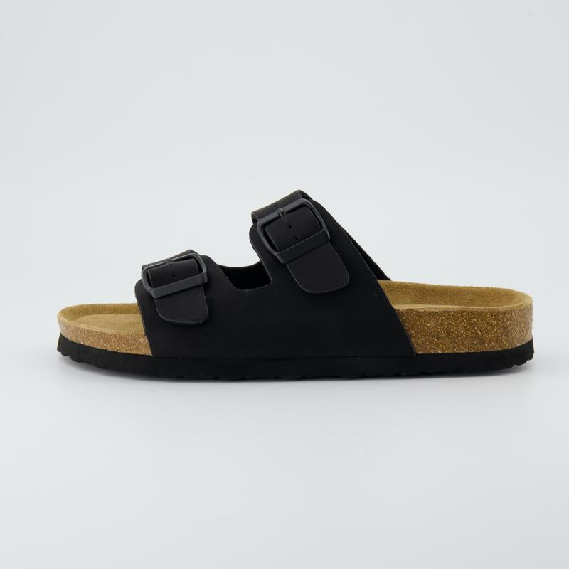 Cork Footbed Sandals – Double Buckle Slides