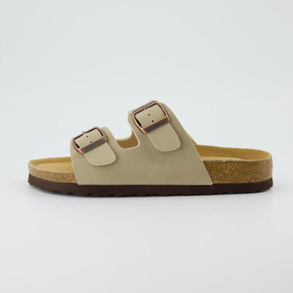Cork Footbed Sandals – Double Buckle Slides