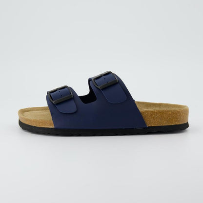 Cork Footbed Sandals – Double Buckle Slides