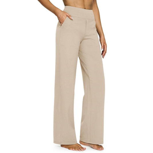 High-waisted wide-leg pants, women's yoga pants, comfortable athletic pants