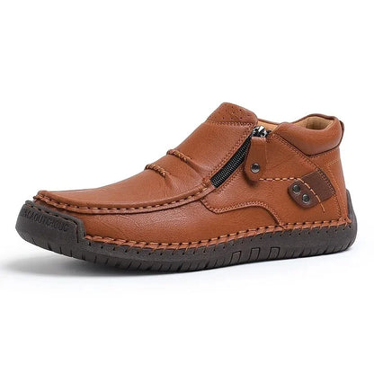 ⏰Limited Time Sale 53% OFF-Men’s Handmade Premium Leather Slip-On Driving Boots – Wide Toe, Arch Support