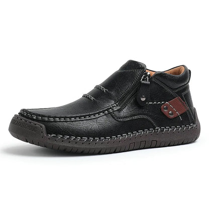 ⏰Limited Time Sale 53% OFF-Men’s Handmade Premium Leather Slip-On Driving Boots – Wide Toe, Arch Support