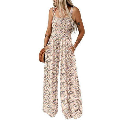 Women’s Casual Print Sleeveless Overalls Jumpsuits