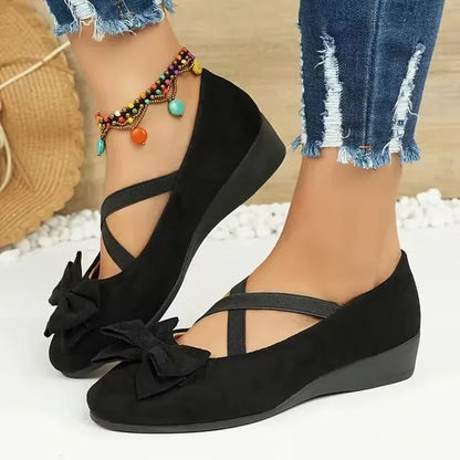 Cavinic™  Women's Bowknot Wedge Shoes – Lightweight Slip-On Casual Flats | All-Season Comfort & Stylish Design