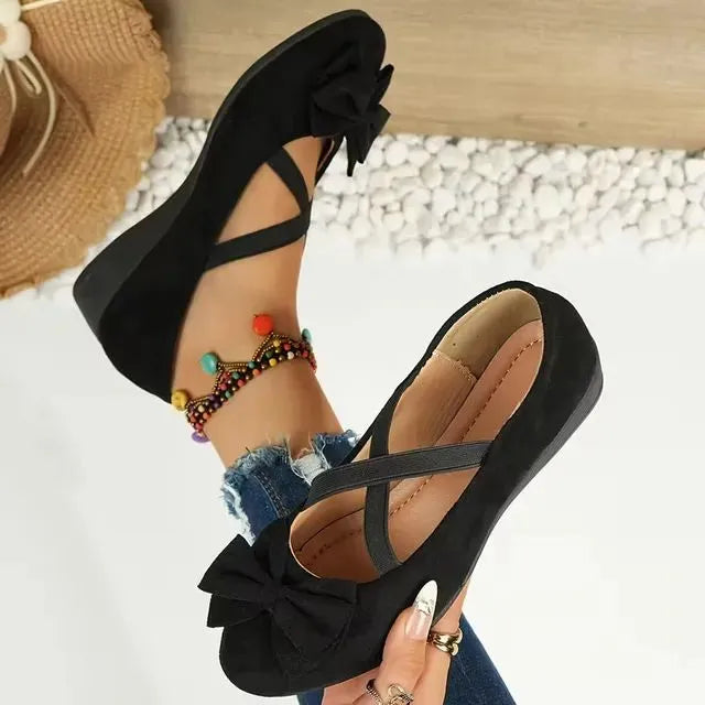 Cavinic™  Women's Bowknot Wedge Shoes – Lightweight Slip-On Casual Flats | All-Season Comfort & Stylish Design
