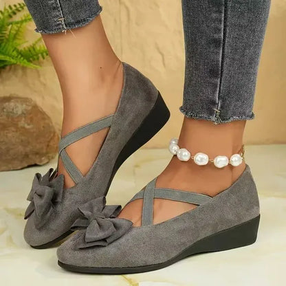 Cavinic™  Women's Bowknot Wedge Shoes – Lightweight Slip-On Casual Flats | All-Season Comfort & Stylish Design