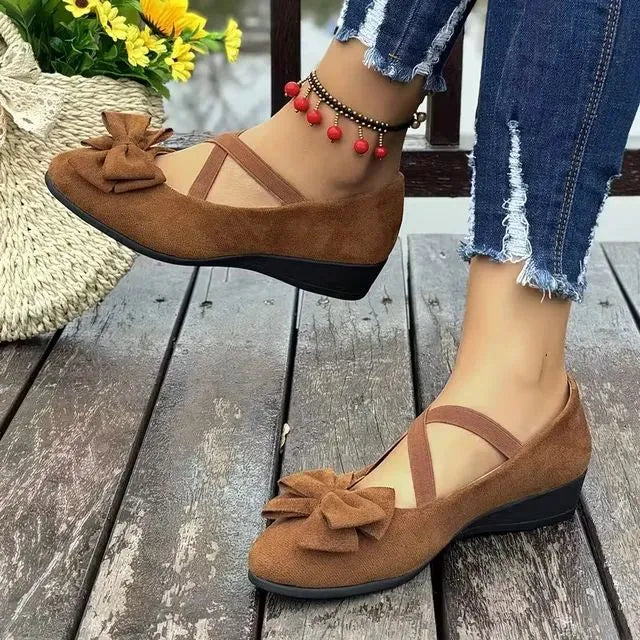 Cavinic™  Women's Bowknot Wedge Shoes – Lightweight Slip-On Casual Flats | All-Season Comfort & Stylish Design