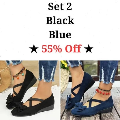 Cavinic™  Women's Bowknot Wedge Shoes – Lightweight Slip-On Casual Flats | All-Season Comfort & Stylish Design