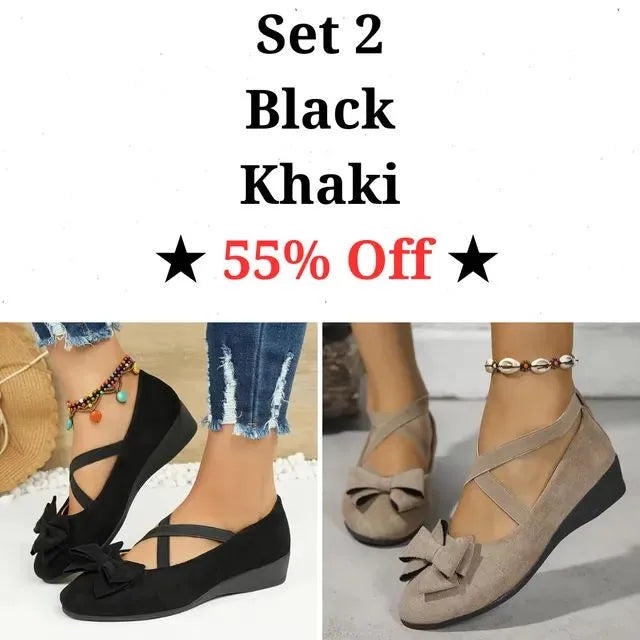 Cavinic™  Women's Bowknot Wedge Shoes – Lightweight Slip-On Casual Flats | All-Season Comfort & Stylish Design