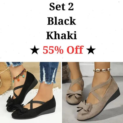 Cavinic™  Women's Bowknot Wedge Shoes – Lightweight Slip-On Casual Flats | All-Season Comfort & Stylish Design