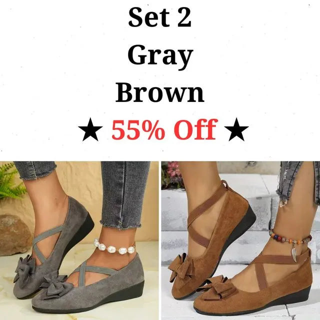 Cavinic™  Women's Bowknot Wedge Shoes – Lightweight Slip-On Casual Flats | All-Season Comfort & Stylish Design