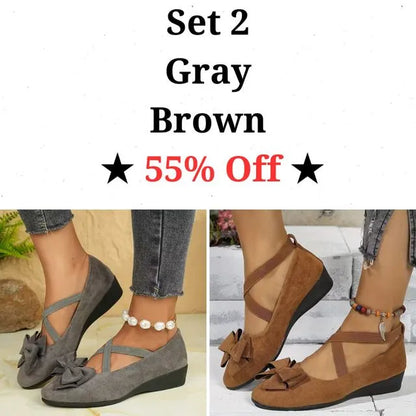 Cavinic™  Women's Bowknot Wedge Shoes – Lightweight Slip-On Casual Flats | All-Season Comfort & Stylish Design