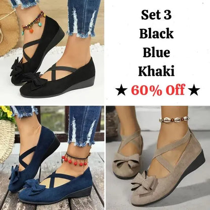 Cavinic™  Women's Bowknot Wedge Shoes – Lightweight Slip-On Casual Flats | All-Season Comfort & Stylish Design