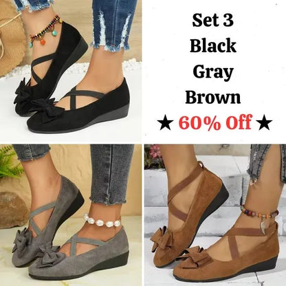 Cavinic™  Women's Bowknot Wedge Shoes – Lightweight Slip-On Casual Flats | All-Season Comfort & Stylish Design