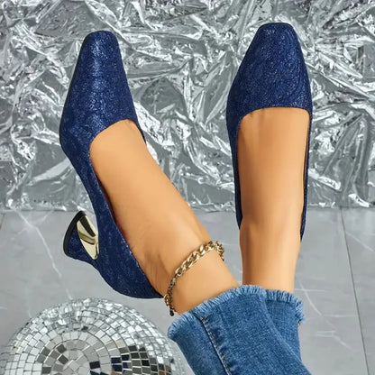 Cavinic™  Women's Elegant High Heels – Square Toe Block Pumps with Cushioned Insole & Non-Slip Sole, Perfect for Weddings, Office & Parties