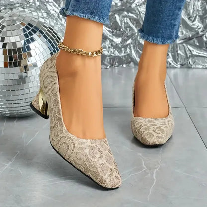 Cavinic™  Women's Elegant High Heels – Square Toe Block Pumps with Cushioned Insole & Non-Slip Sole, Perfect for Weddings, Office & Parties