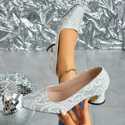 Cavinic™  Women's Elegant High Heels – Square Toe Block Pumps with Cushioned Insole & Non-Slip Sole, Perfect for Weddings, Office & Parties