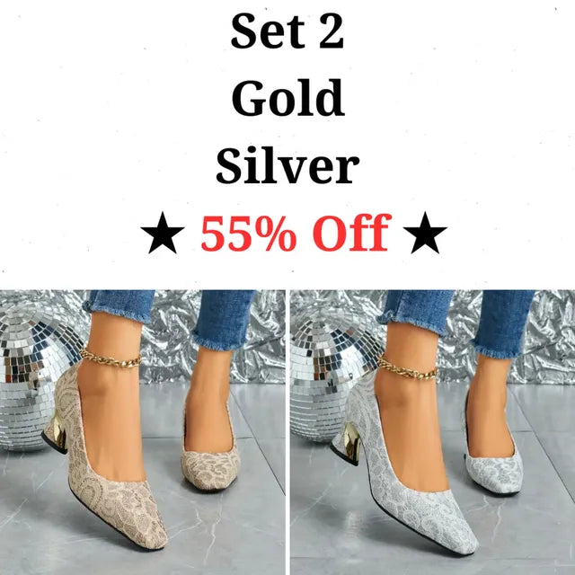 Cavinic™  Women's Elegant High Heels – Square Toe Block Pumps with Cushioned Insole & Non-Slip Sole, Perfect for Weddings, Office & Parties