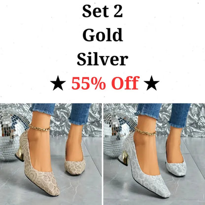 Cavinic™  Women's Elegant High Heels – Square Toe Block Pumps with Cushioned Insole & Non-Slip Sole, Perfect for Weddings, Office & Parties