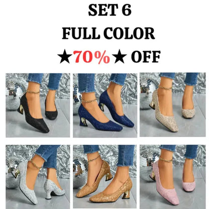 Cavinic™  Women's Elegant High Heels – Square Toe Block Pumps with Cushioned Insole & Non-Slip Sole, Perfect for Weddings, Office & Parties