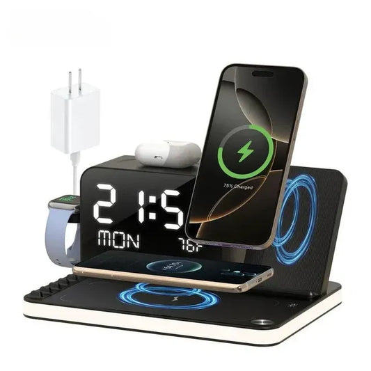 7 in 1 Wireless Charging Station with Clock & Night Light