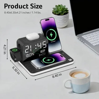 7 in 1 Wireless Charging Station with Clock & Night Light