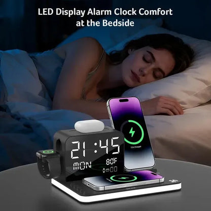 7 in 1 Wireless Charging Station with Clock & Night Light